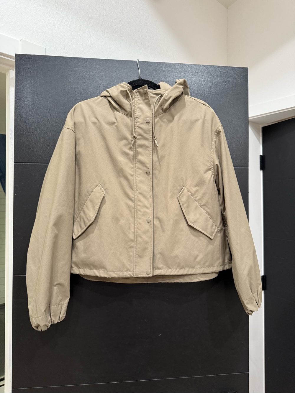 Uniqlo Beige Hooded Bomber Jacket